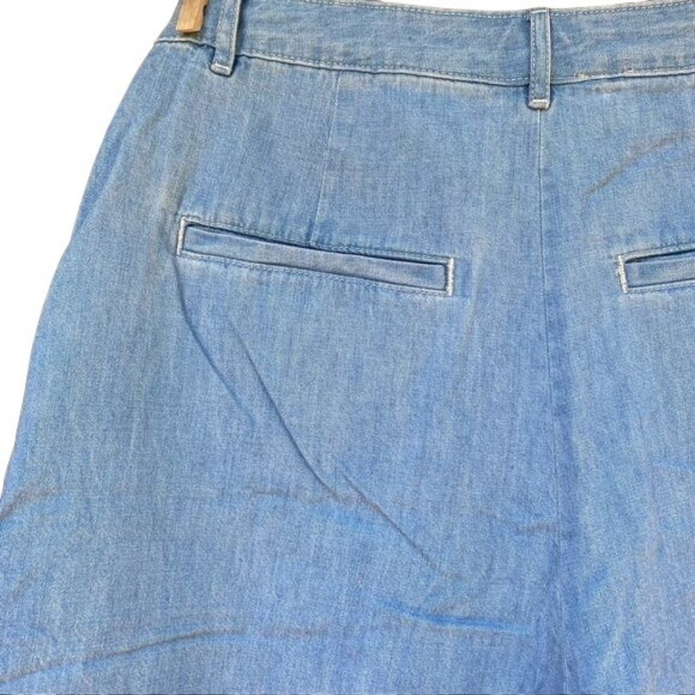 Pilcro and the Letterpress Mina Chambray Wide Crop Pant Blue Chino Shorts Size 3 - Picture 14 of 14